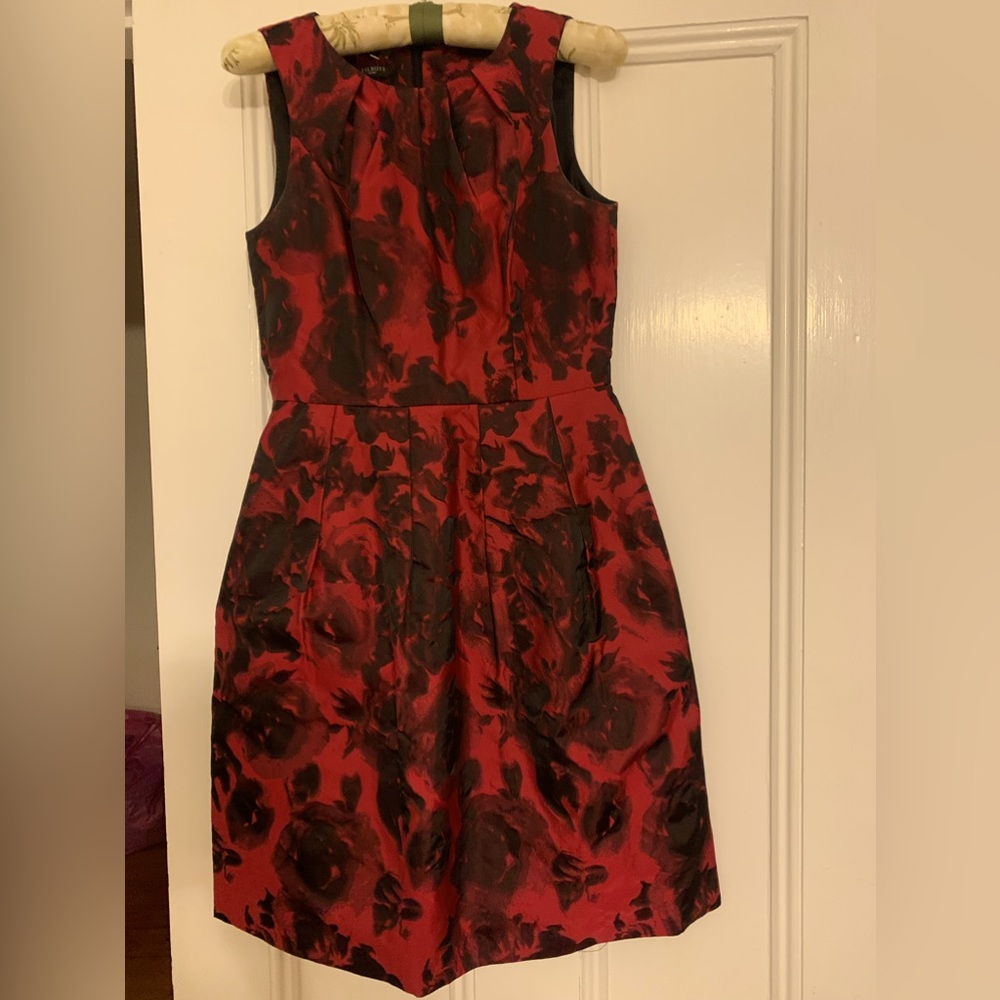 Talbots deep red and black stunning dress for any party occasion